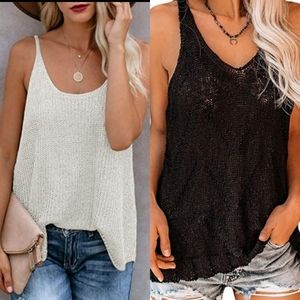 2 knit tanks. Black/cream